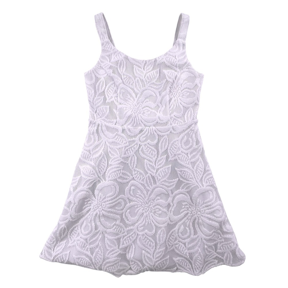 Lilly Pulitzer Girls White Floral Lace Dress Smocked Back Size 10